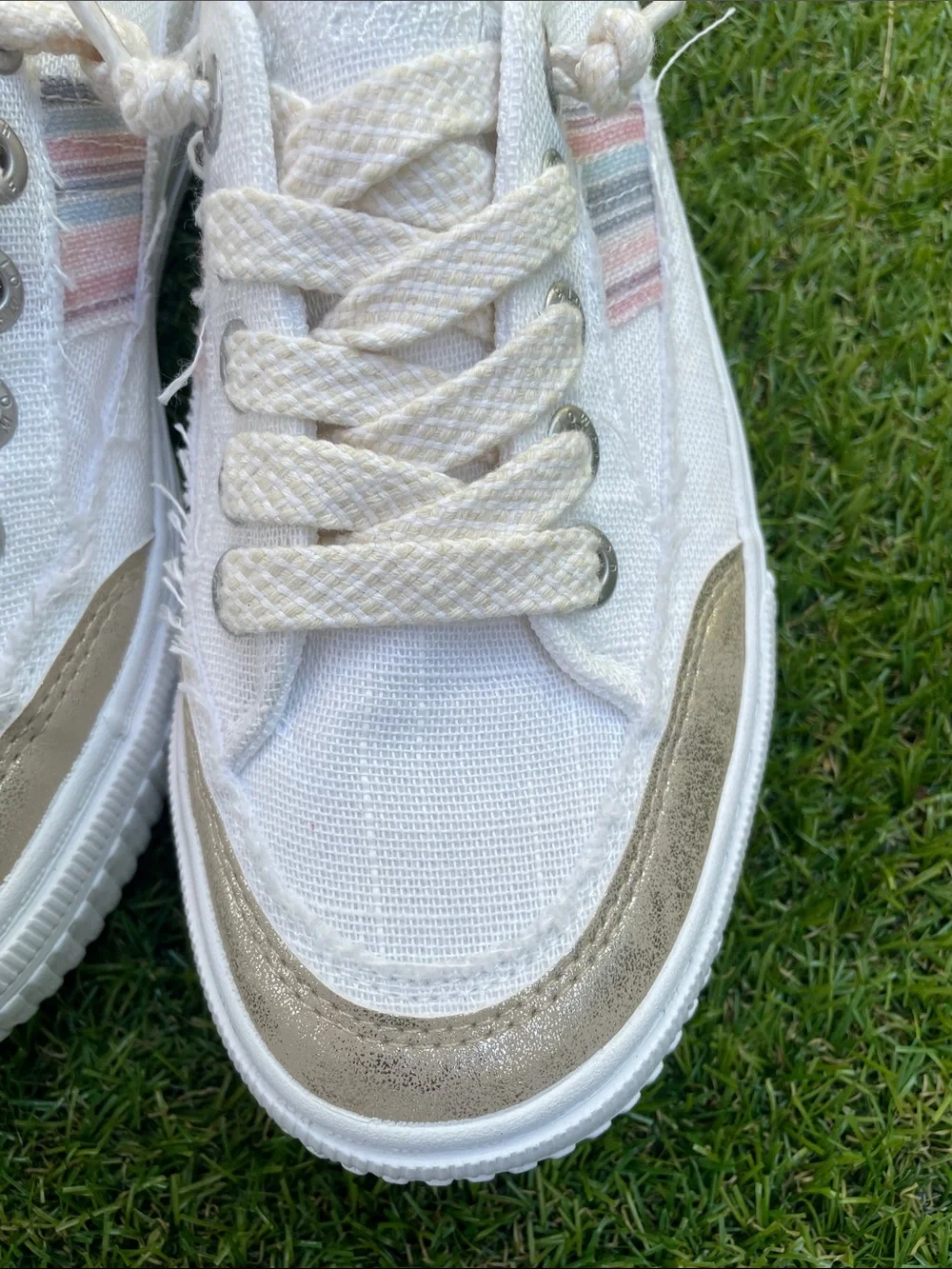 Light Cream Canvas Blowfish Malibu with Subtle Metallic Trim